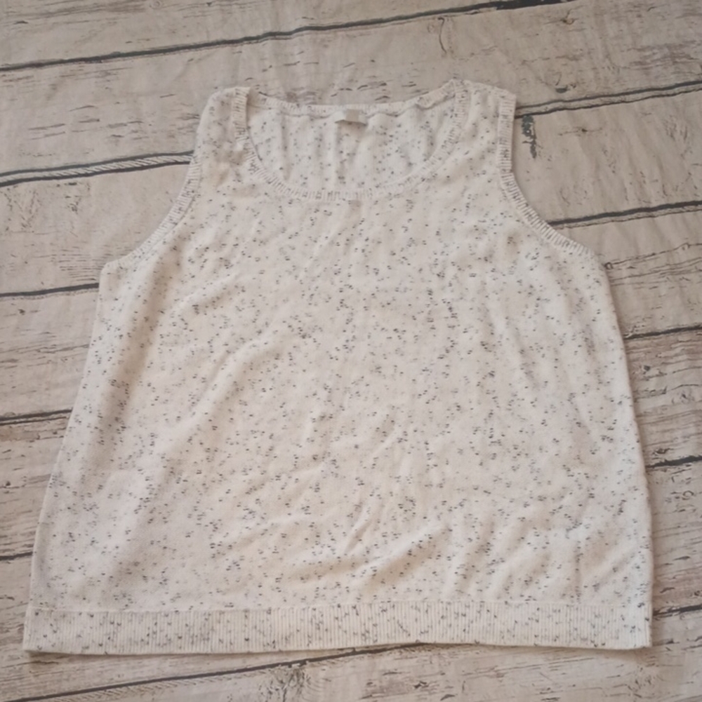 J Jill White Blue Cotton Sleeveless Sweater XL